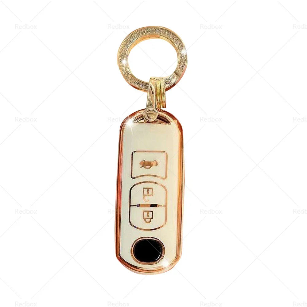 Beige TPU Remote Key Fob Case Cover for Mazda 2 3 5 6 CX-3 CX-5 CX-7 (2003-2023)