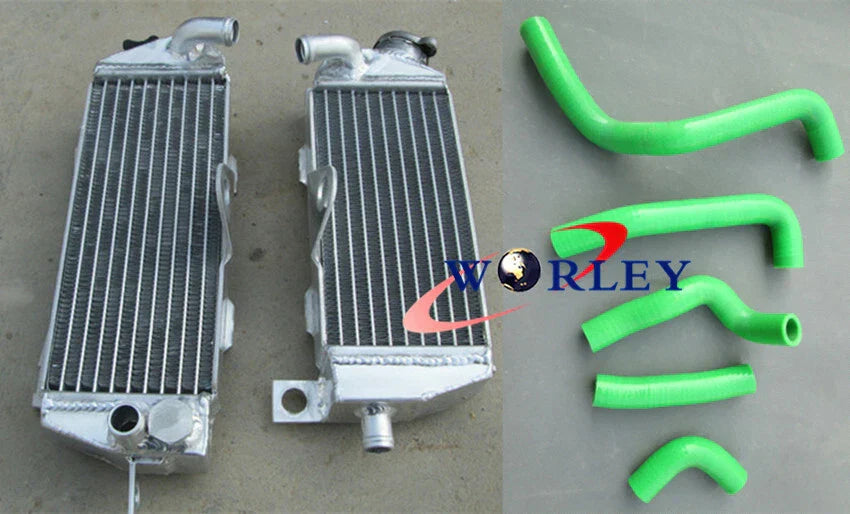 Aluminum Radiator + Red Silicone Hose for Kawasaki KDX200 KDX220 (1995-2006)