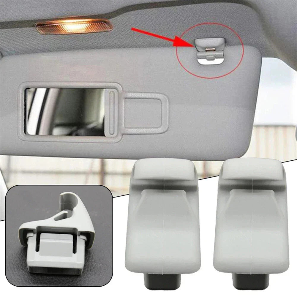 Car Sun Visor Holder Clips Grey for Mitsubishi Lancer, Outlander, ASX, Evolution