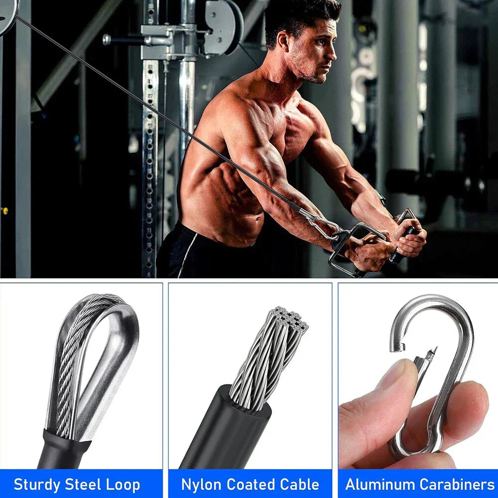 Pull Down Gym Cable Extensions with Carabiners