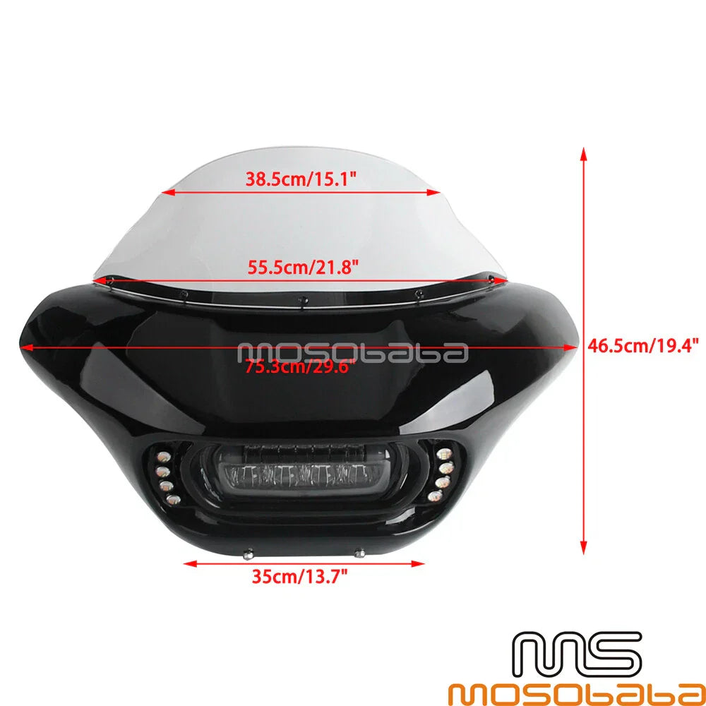 LED DRL Headlight Fairing Windshield for Harley Softail Fat Bob FXFB (2018)