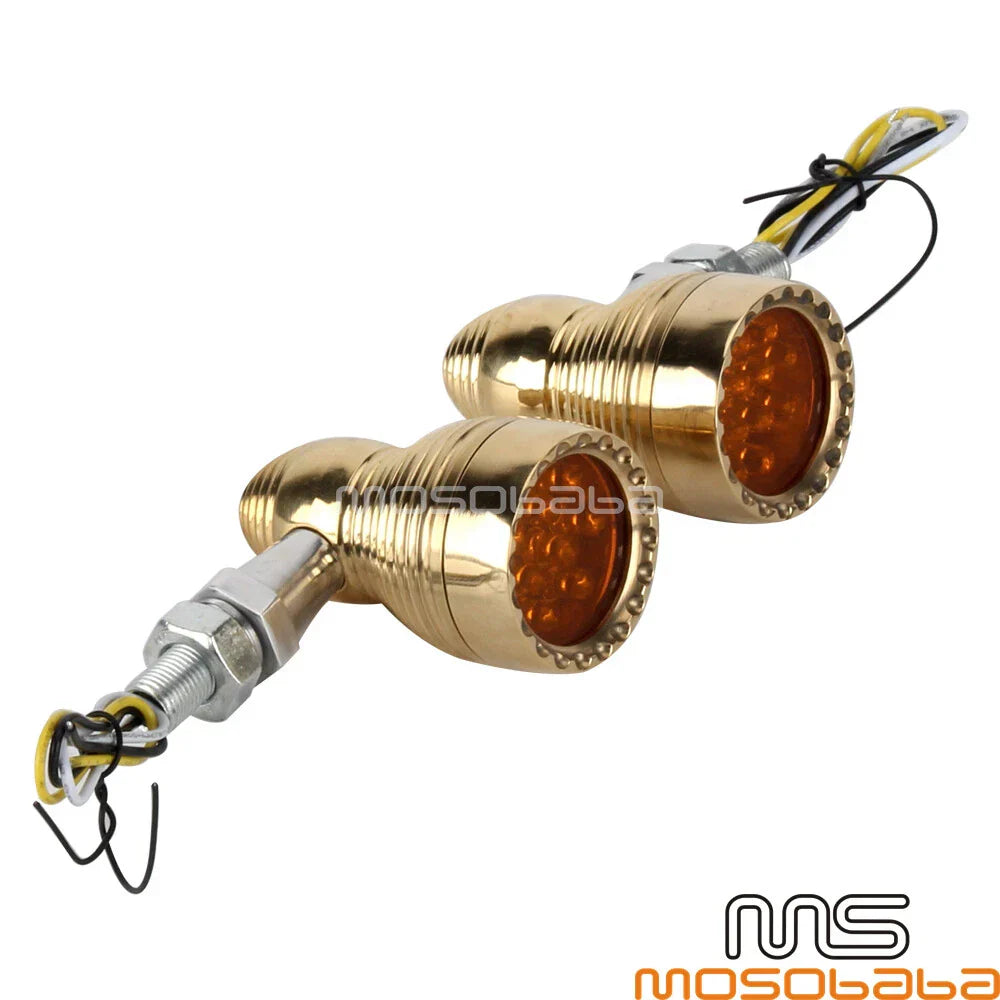 10mm Brass Turn Signal Lights for Harley Dyna FXDB (2006-2017)