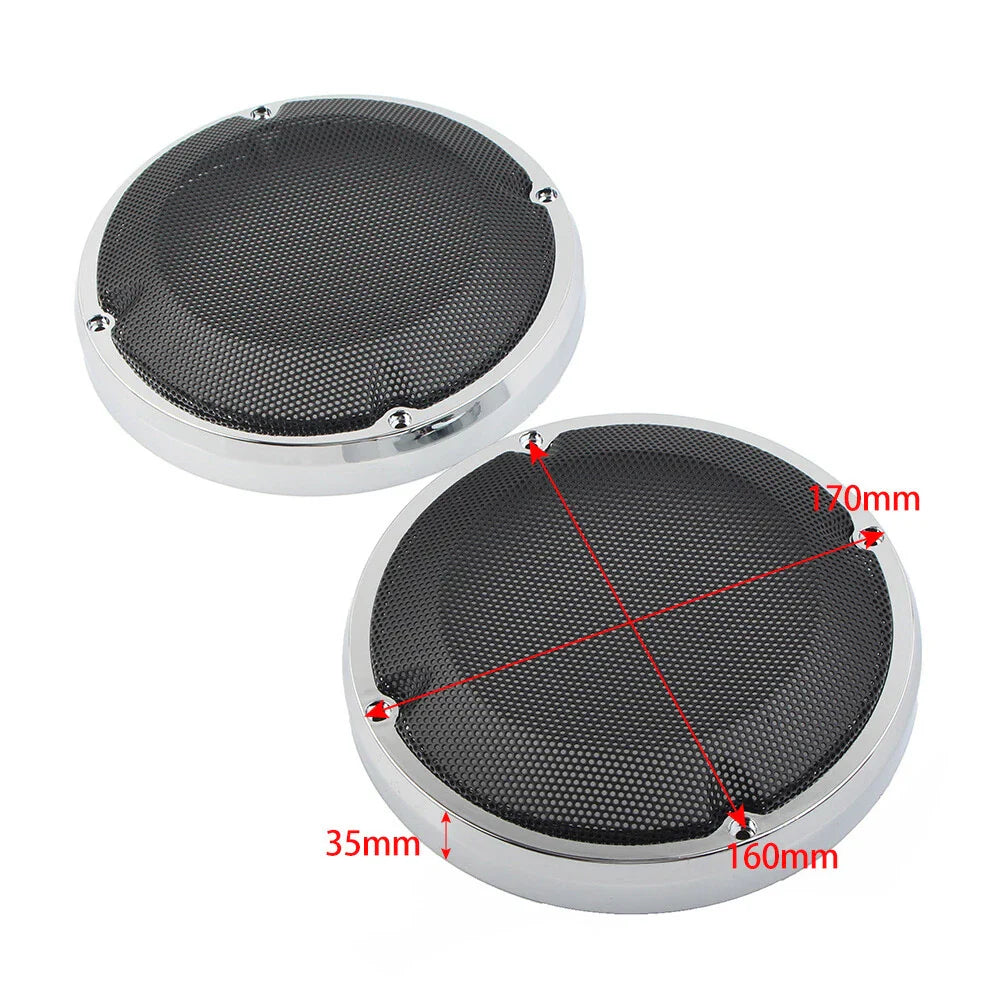 6.5" Saddlebag Lid Speaker Grill Covers for Harley Touring Electra Glide (83-20)