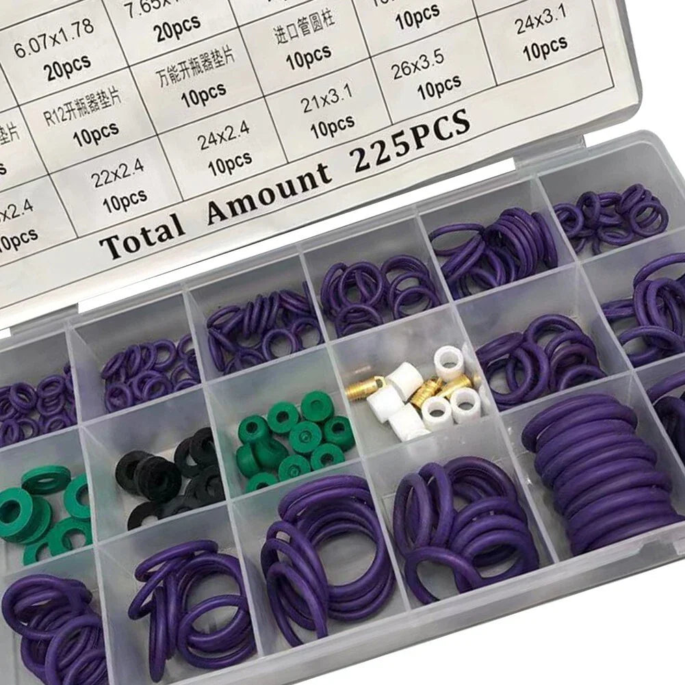 O-Ring Gasket Kit 225pcs for Car AC Compressor