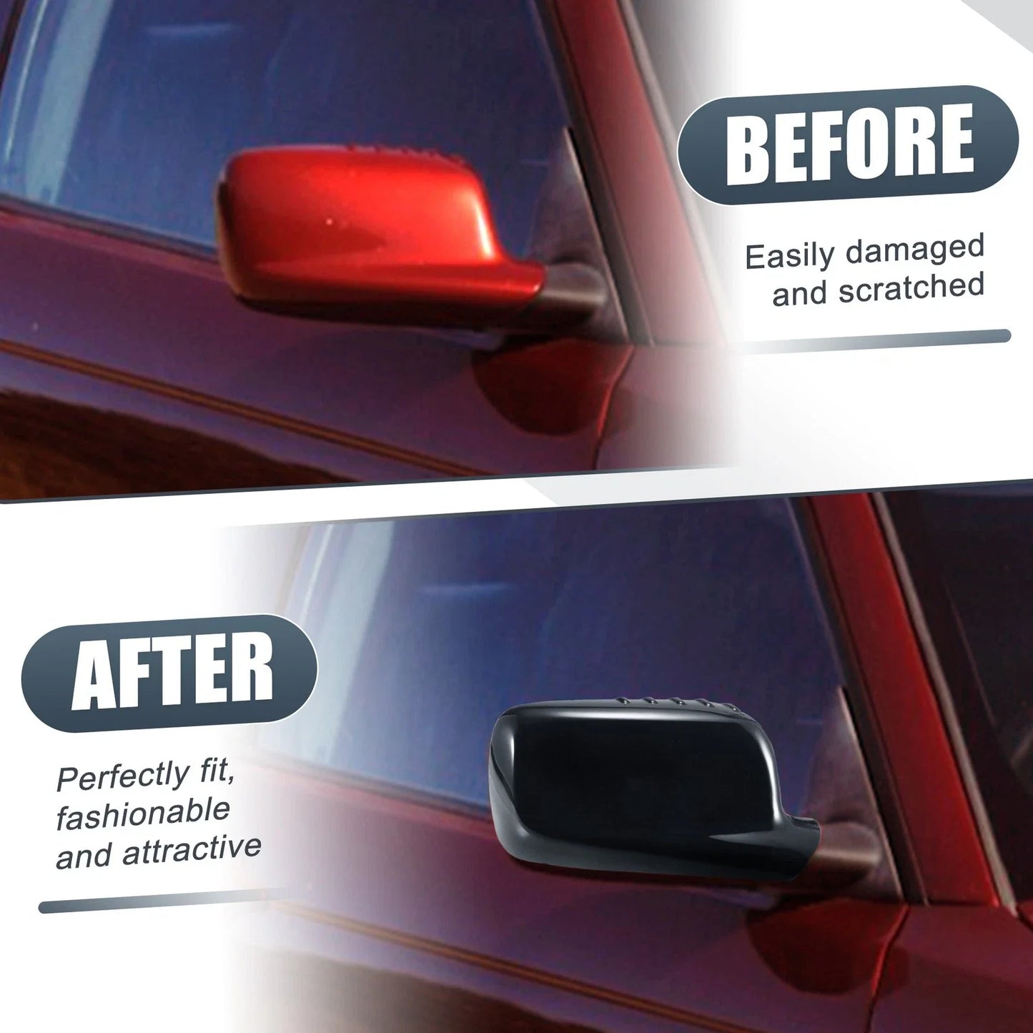 Right Side Mirror Cover Cap Gloss Black for BMW 3 Series E46, 7 Series E65 E66