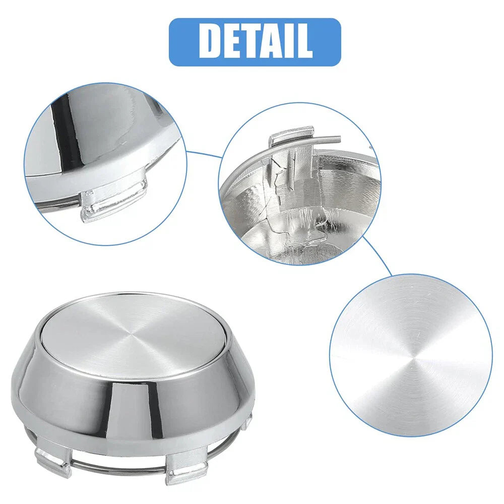 4 x ABS Chrome Silver Wheel Center Cap Rim Hub Cover 60mm for Universal (N/A)