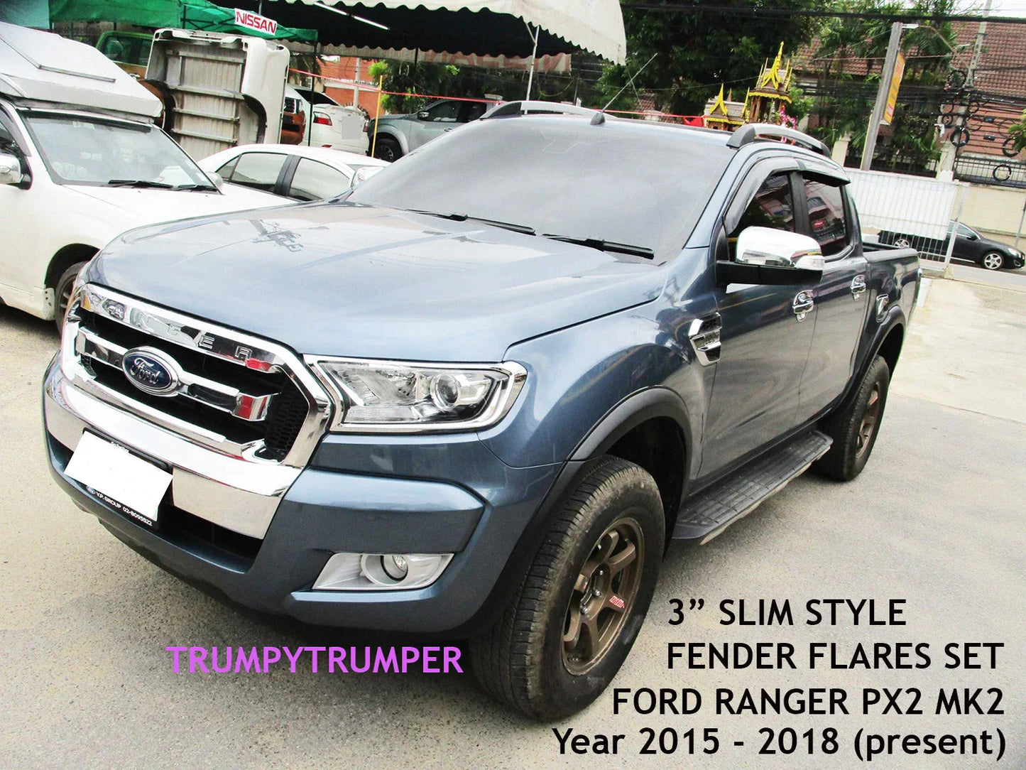 3" Matte Black Fender Flares Wheel Arches for Ford Ranger MK2 Wildtrak (2015-2018)