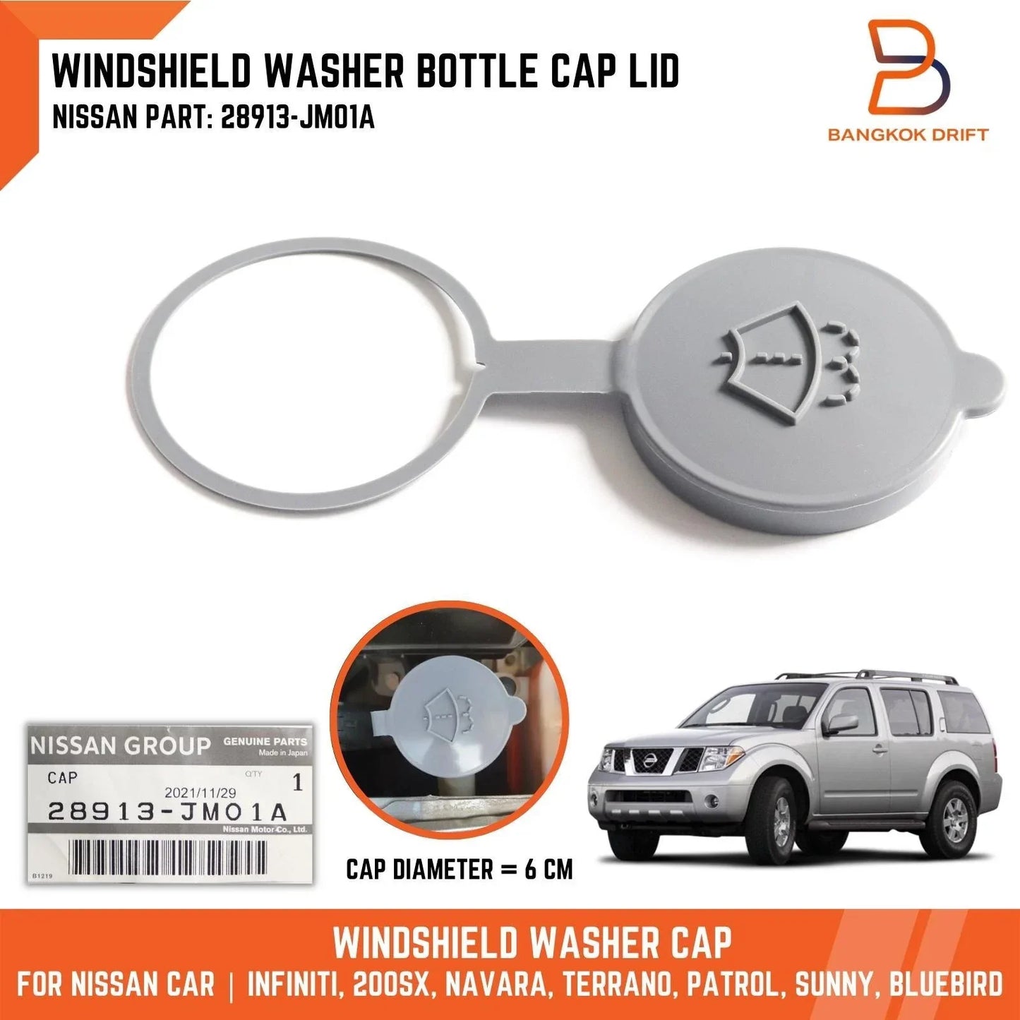 Genuine Grey Windshield Washer Reservoir Cap for Nissan Models