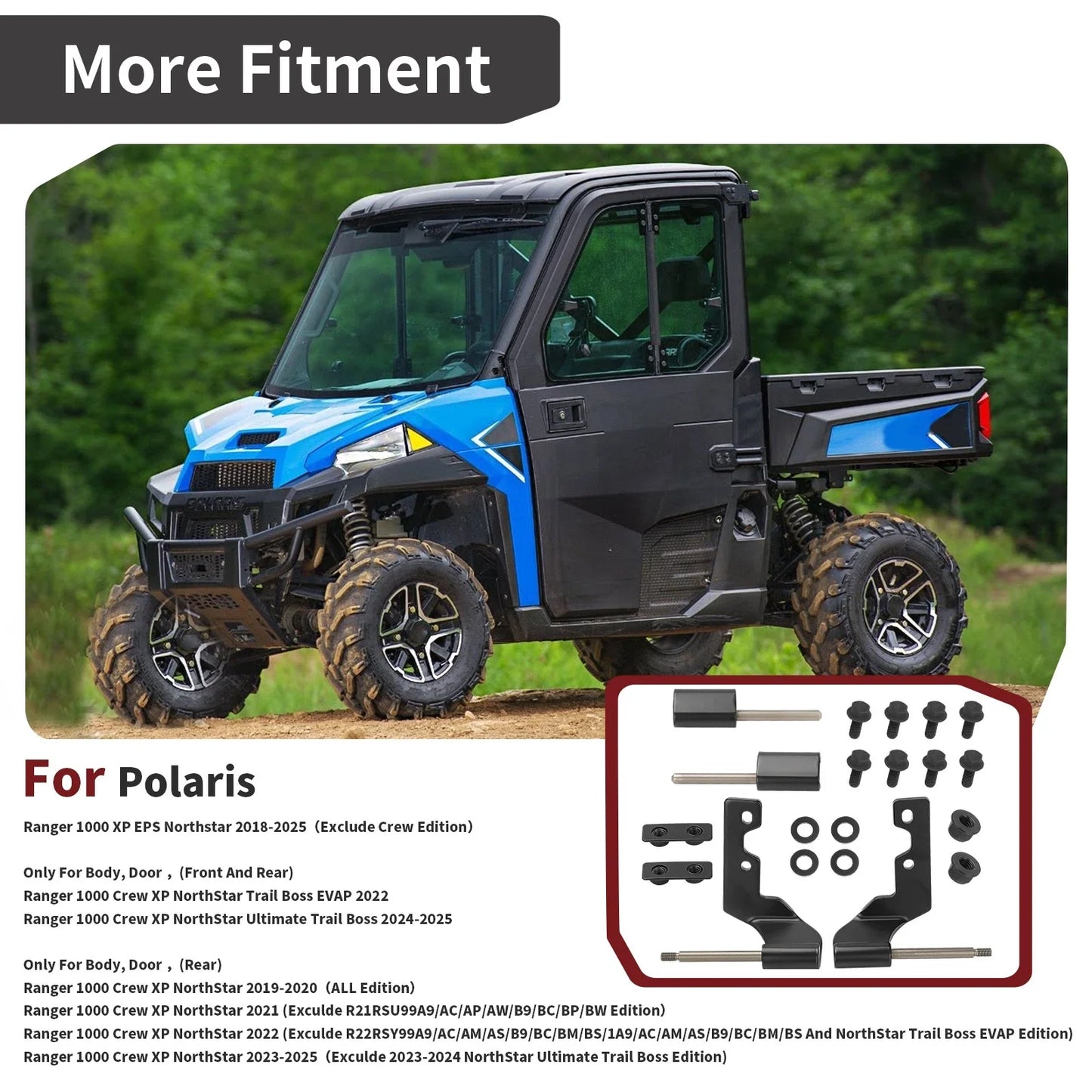 Half Door Hinge Hardware Kit for Polaris Ranger Crew XP 1000 (2017–2024)