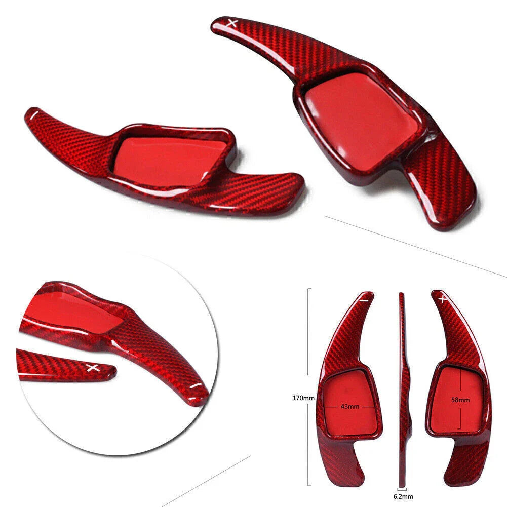 Steering Wheel Shift Paddle Extensions Red Carbon Fiber for Audi A3 A4 Q7 TTS
