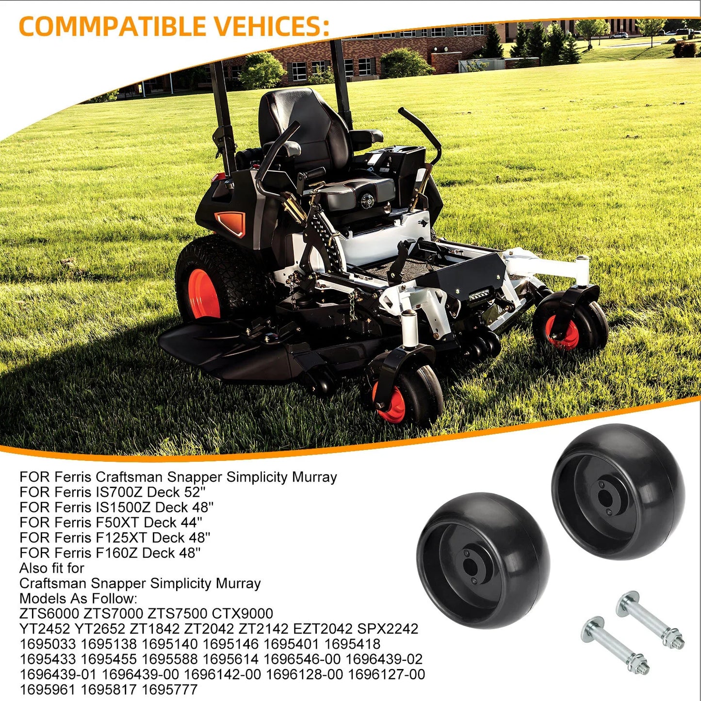 2 x Deck Wheels Kit for Ferris Simplicity Snapper Pro