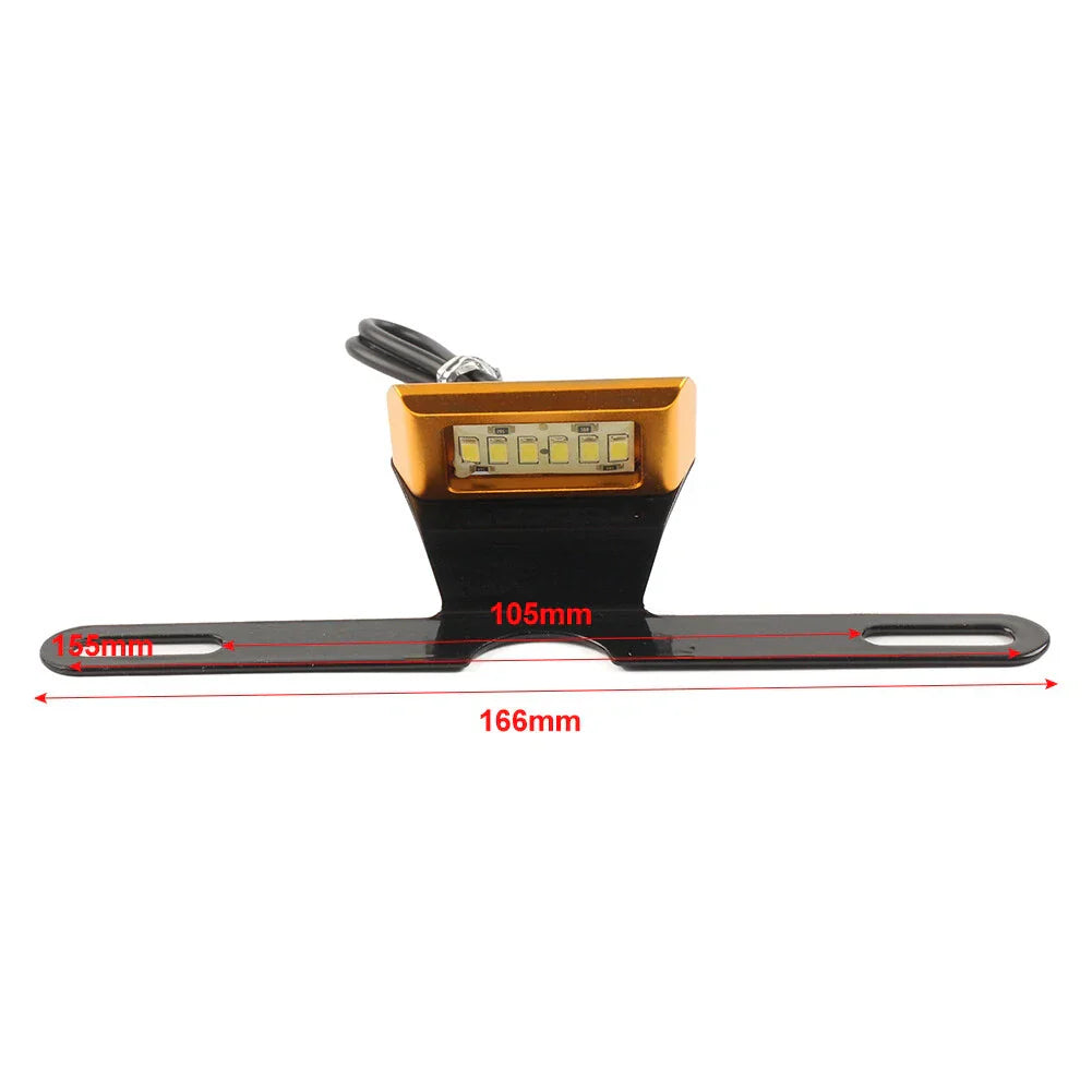 LED Brake Tail Light License Plate Mount Holder for Motorcycle Gold