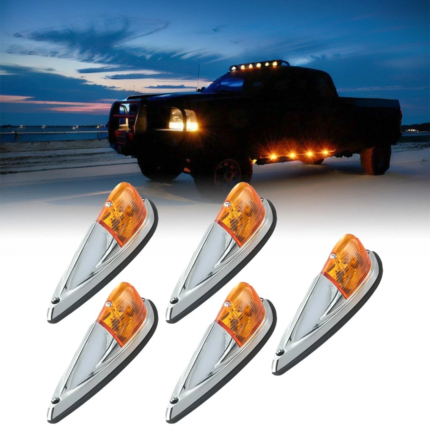 5 x Amber Cab Marker Roof Top Clearance Lights for Dodge