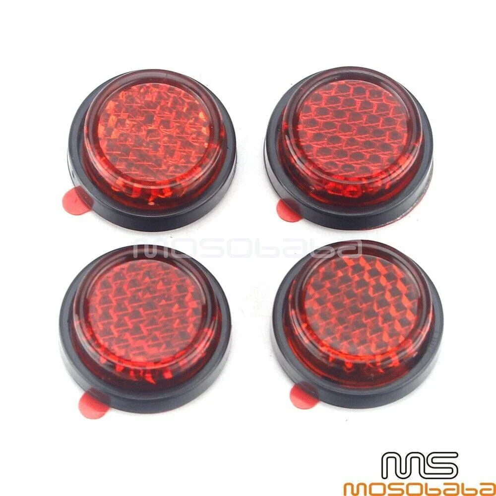 4 Pcs Red Mini Round Reflectors for Harley License Plate