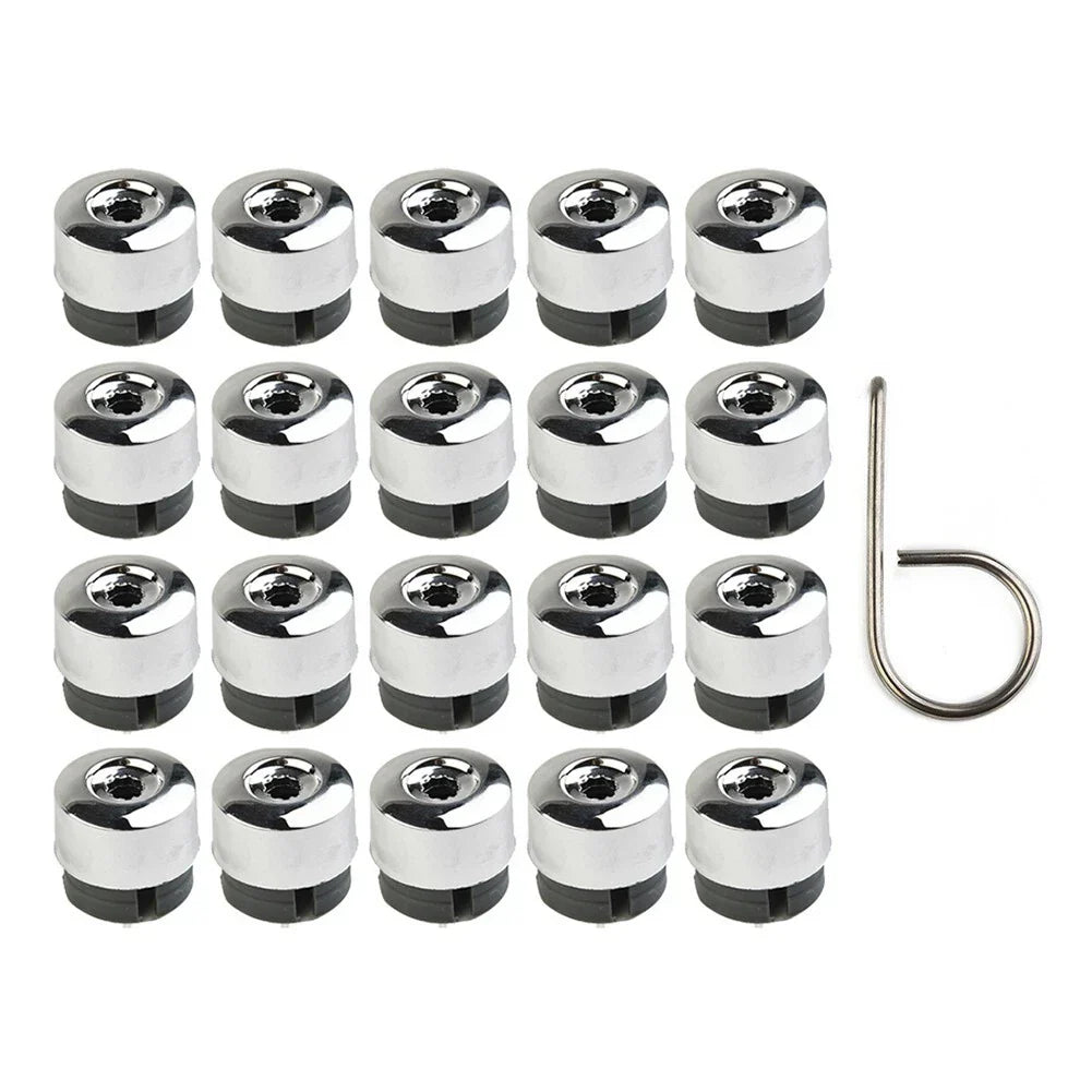 20 x Silver Car Tire Screw Covers