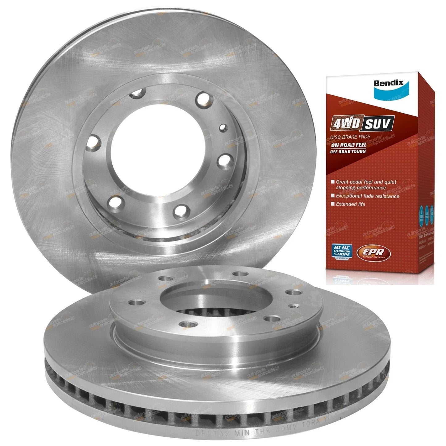 Front Disc Rotors + 4WD Pads 302mm for Ford Ranger PX (2011-2019)