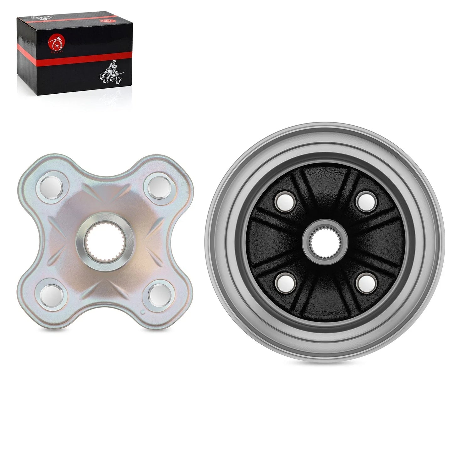 Rear Brake Drum + Rear Wheel Hub for Yamaha Kodiak 400 YFM400F 4x4 (1993–1999)