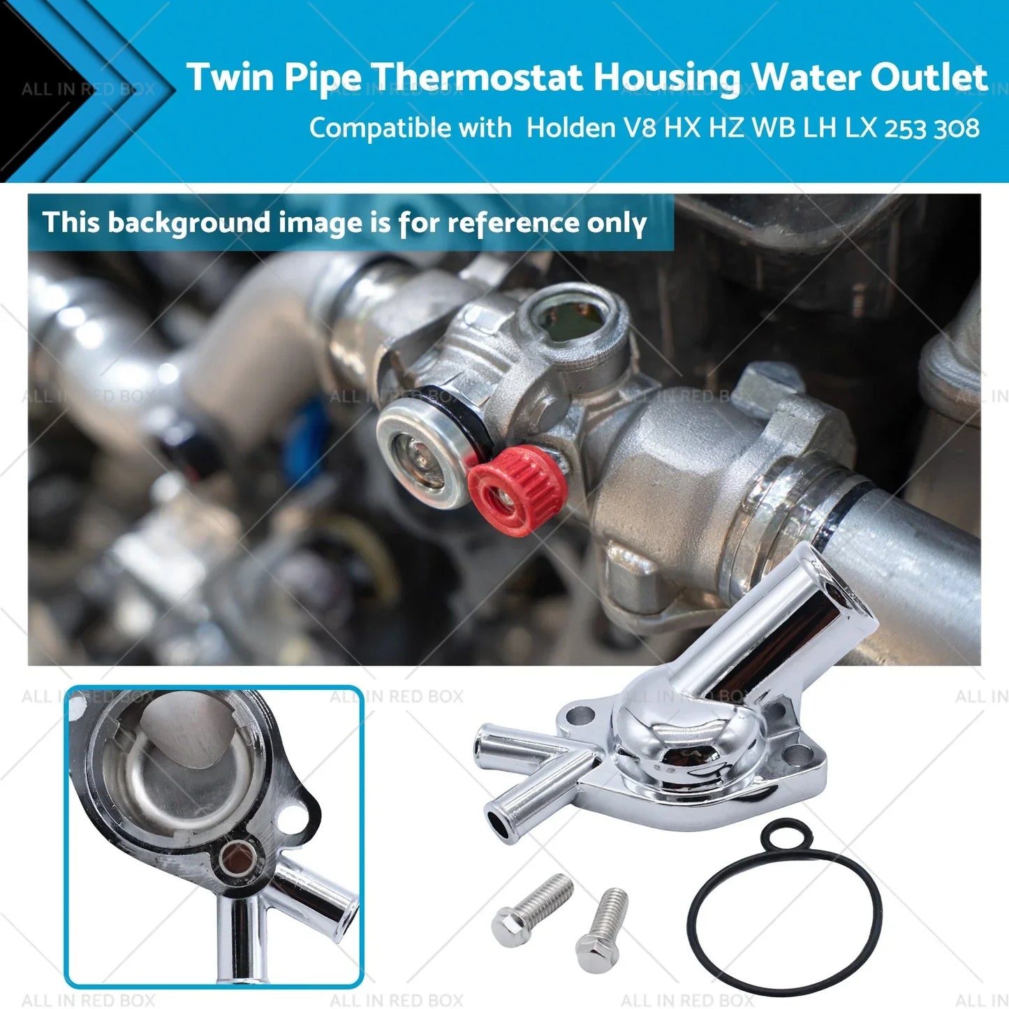Twin Pipe Thermostat Housing Water Outlet for Holden V8 HX HZ WB LH LX (1976-1980)