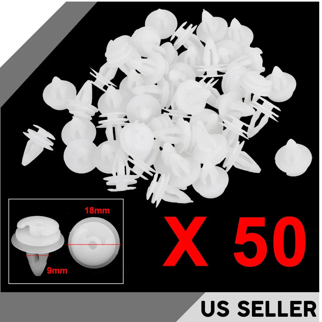 Rivets 9.3mm Push-in Plastic 50 Pcs for BMW Car Door Fender