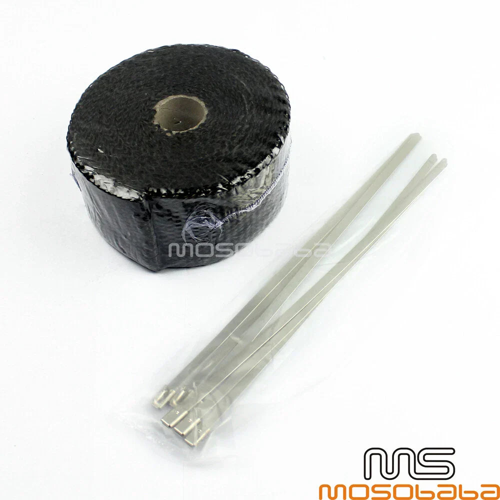 Black Pipe Wrap Exhaust Turbo Heat Manifold Header 2" for Car