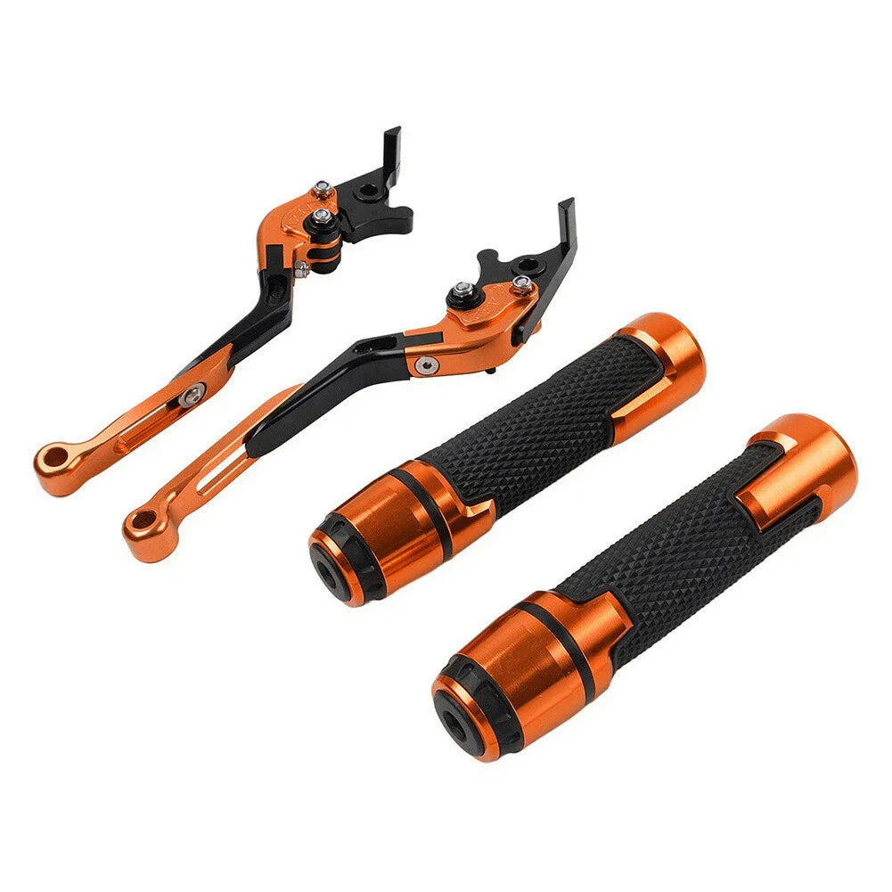 Orange Extendable Brake Clutch Lever Grip Set for Kawasaki Z1000 ZX9R (2003-2006)