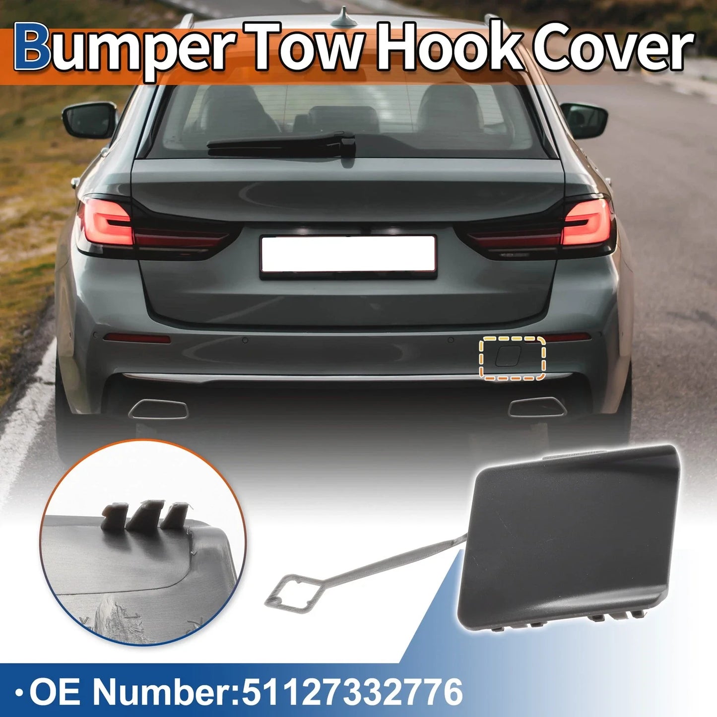 Tow Hook Cover for BMW 5-Series F10 LCI - Rear Bumper