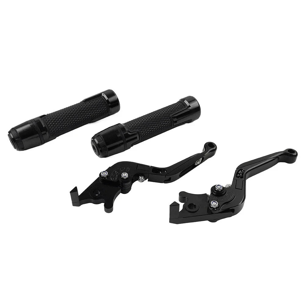 Black Extendable Brake Clutch Levers Grips Set for BMW F650GS (2002-2007)