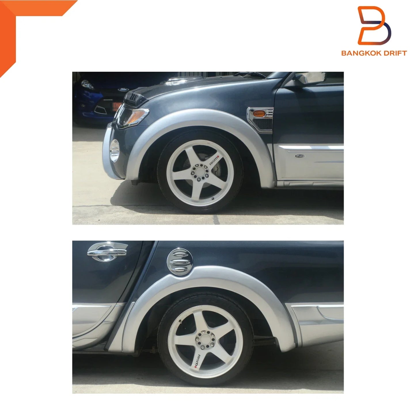 Grey Fender Flares Wheel Arches for Mitsubishi Triton Ute (2005-2015)