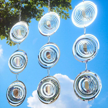 3 x Bird Deterrents Reflective 3D Stainless Steel Wind Spinners for Outside
