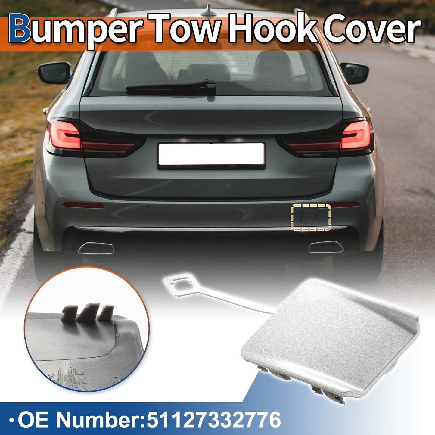 Rear Tow Hook Cover for BMW 5-Series F10 (2010-2017) Titan Silver