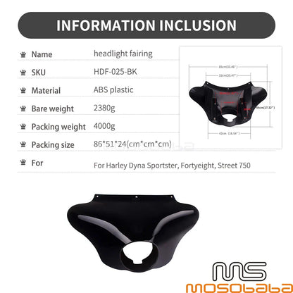 Black Batwing Fairing for Harley-Davidson Dyna Sportster Forty Eight (2014-2023)