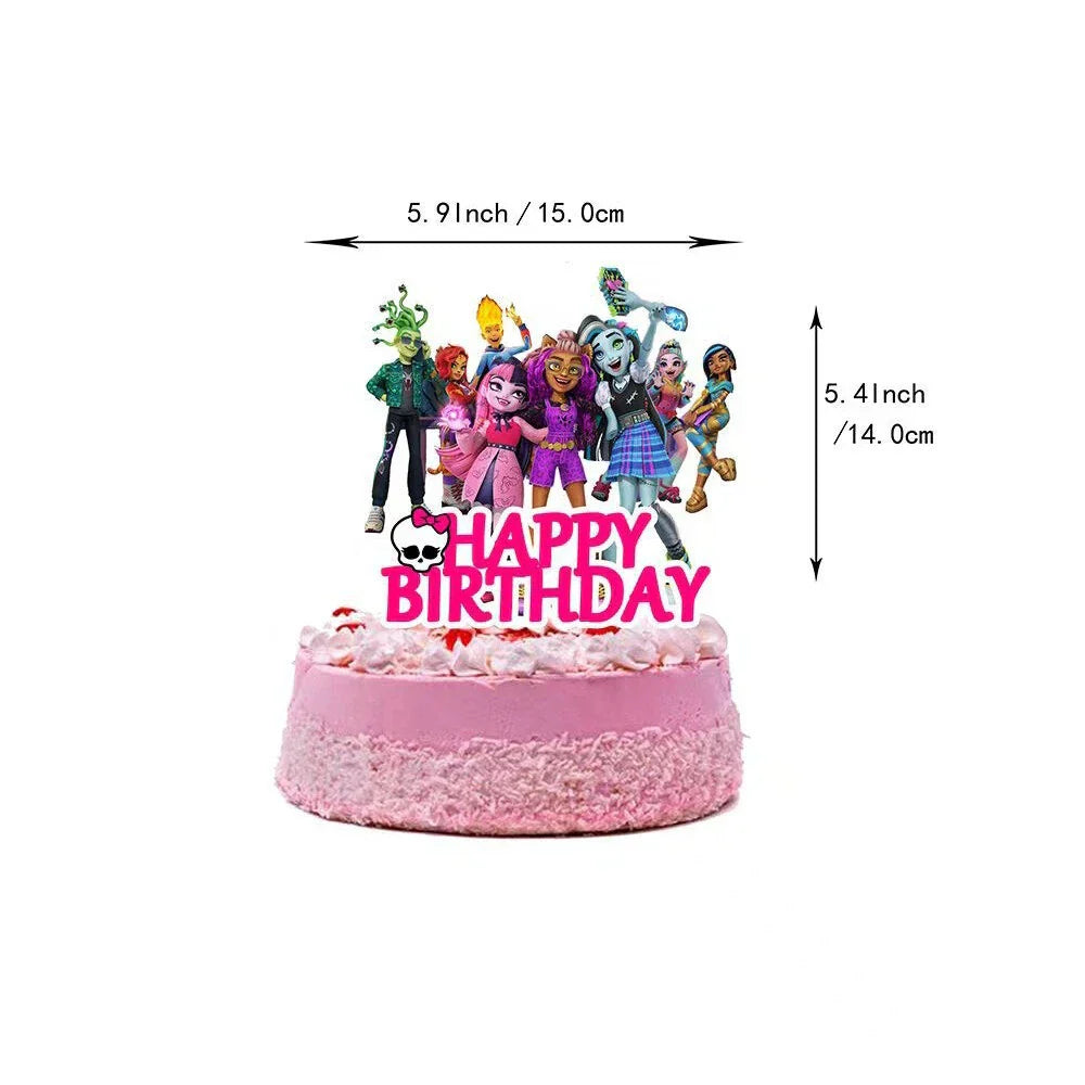30pcs Monster High Party Supplies - Banner, Cake Toppers, Balloons