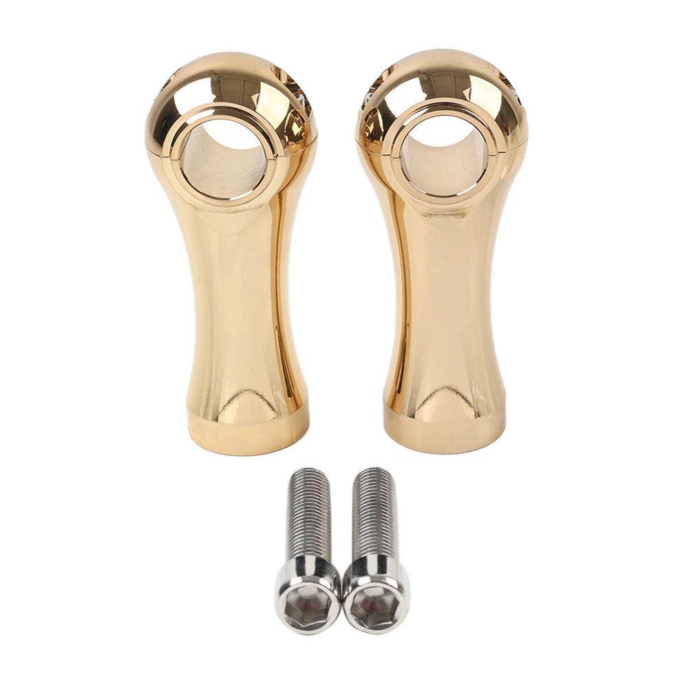 Tall Gold Handlebar Riser Clamps for Harley Dyna Softail Road King