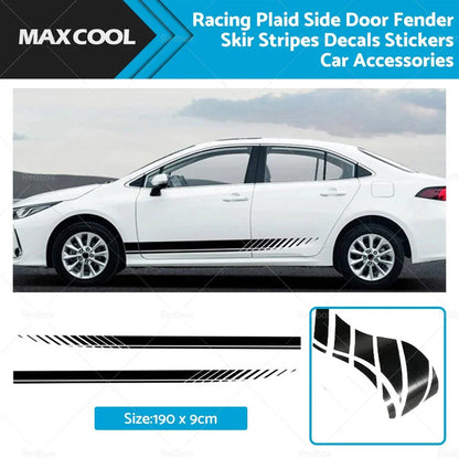 Racing Plaid Side Door Fender Skirt Stripes Decals for Car Accessories
