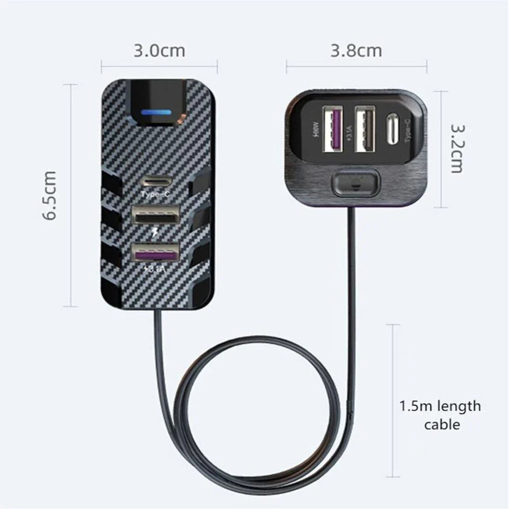 6-Port USB Car Charger 66W Quick Charge 3.0 & PD