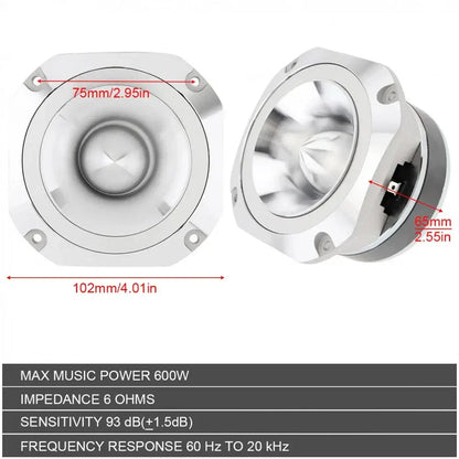 1x Universal Tweeter Unit for Vehicle Car Silver Max Music Power 600W