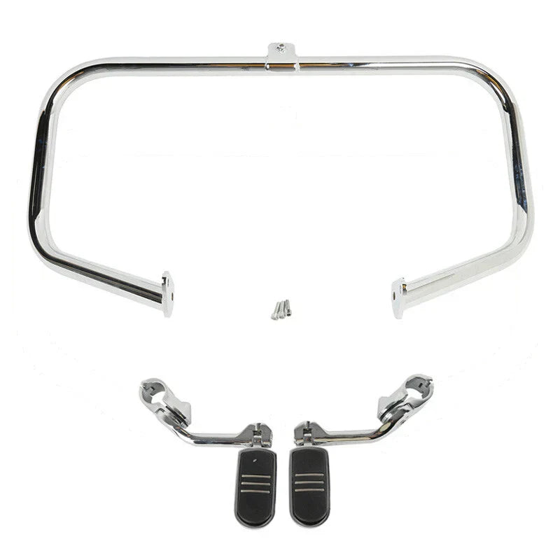 Chrome Engine Guard Highway Bar Foot Pegs for Harley Road King (1997-2008)