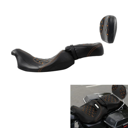 Backrest Seats for Harley CVO Road Glide 2009-2023 Black Orange