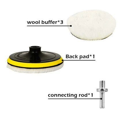 Mop Kit Polishing Pads for Car Polisher with Sticky Disc & Rod Soft Delicate
