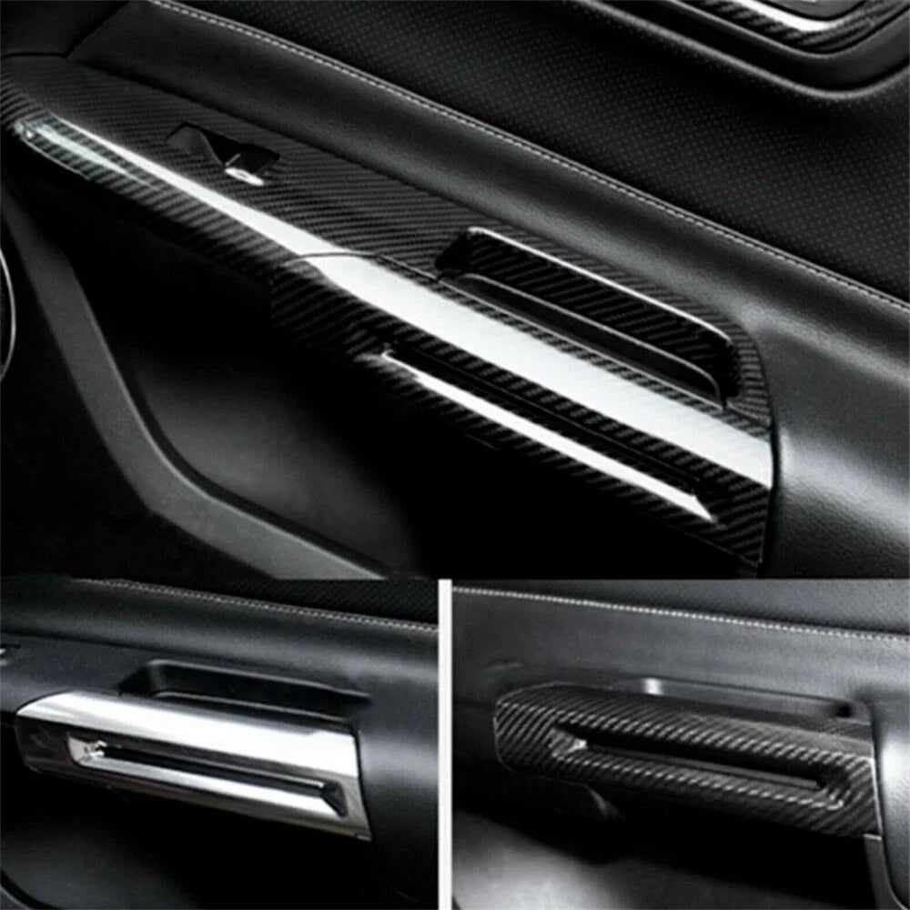 Carbon Fiber Look Door Armrest Covers for Ford Mustang (2015-2022)