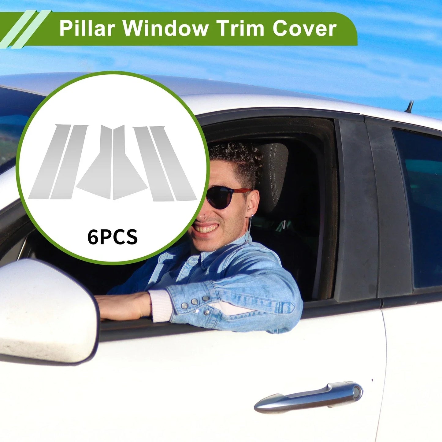 6 Pcs Silver Tone Pillar Window Trim for Dodge Journey (2009-2020)
