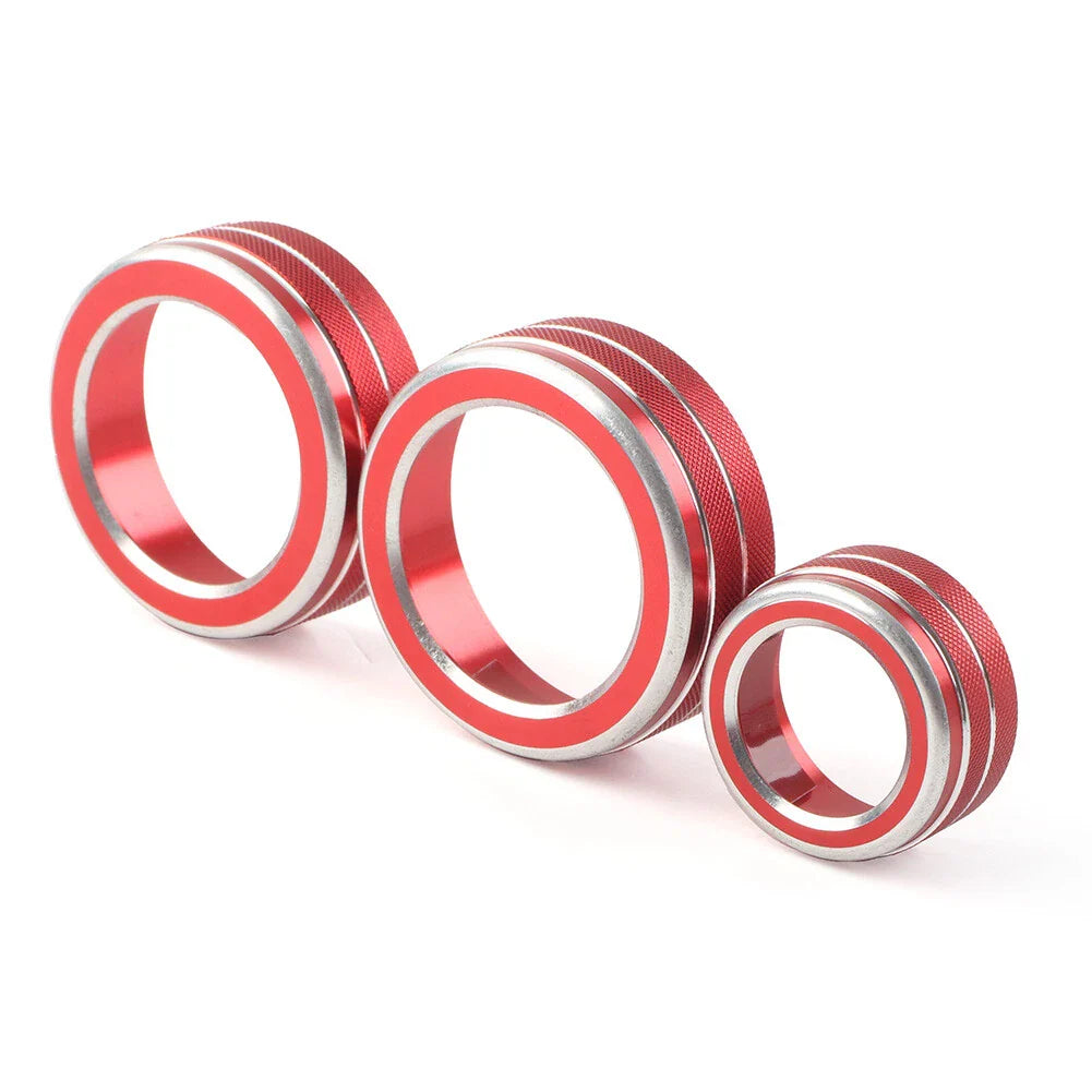3 x AC Climate Switch Knob Ring Cover Trim for Honda CR-V (2017-2022) Red