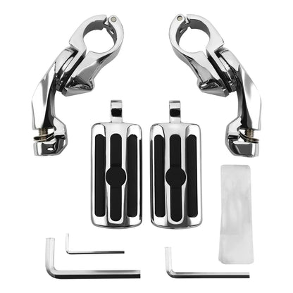 Chrome 1-1/4" Adjustable Highway Short Mount Foot Pegs for Harley Sportster (2004-2023)
