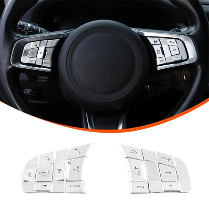 Silver Alloy Steering Wheel Button Cover Trim for Jaguar F-Pace, F-TYPE, XE, XF (2016-2023)