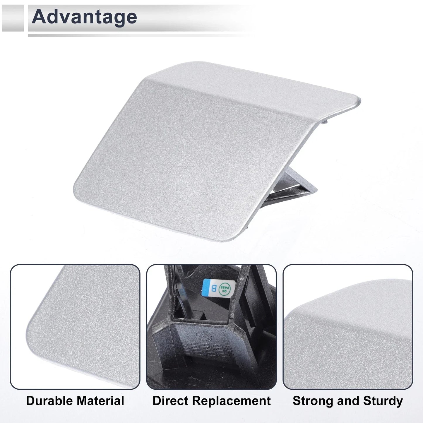 Front Left Side Bumper Headlight Washer Nozzle Cover Cap for BMW X5 Silver Tone