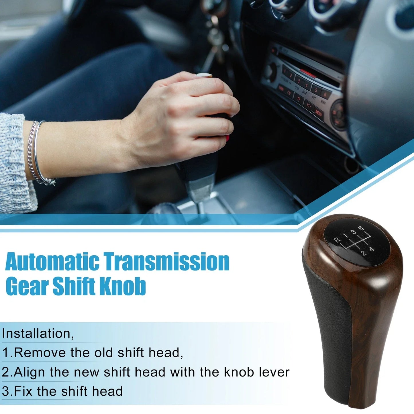 Gear Shift Knob 5 Speed for BMW Black Red Wood Pattern