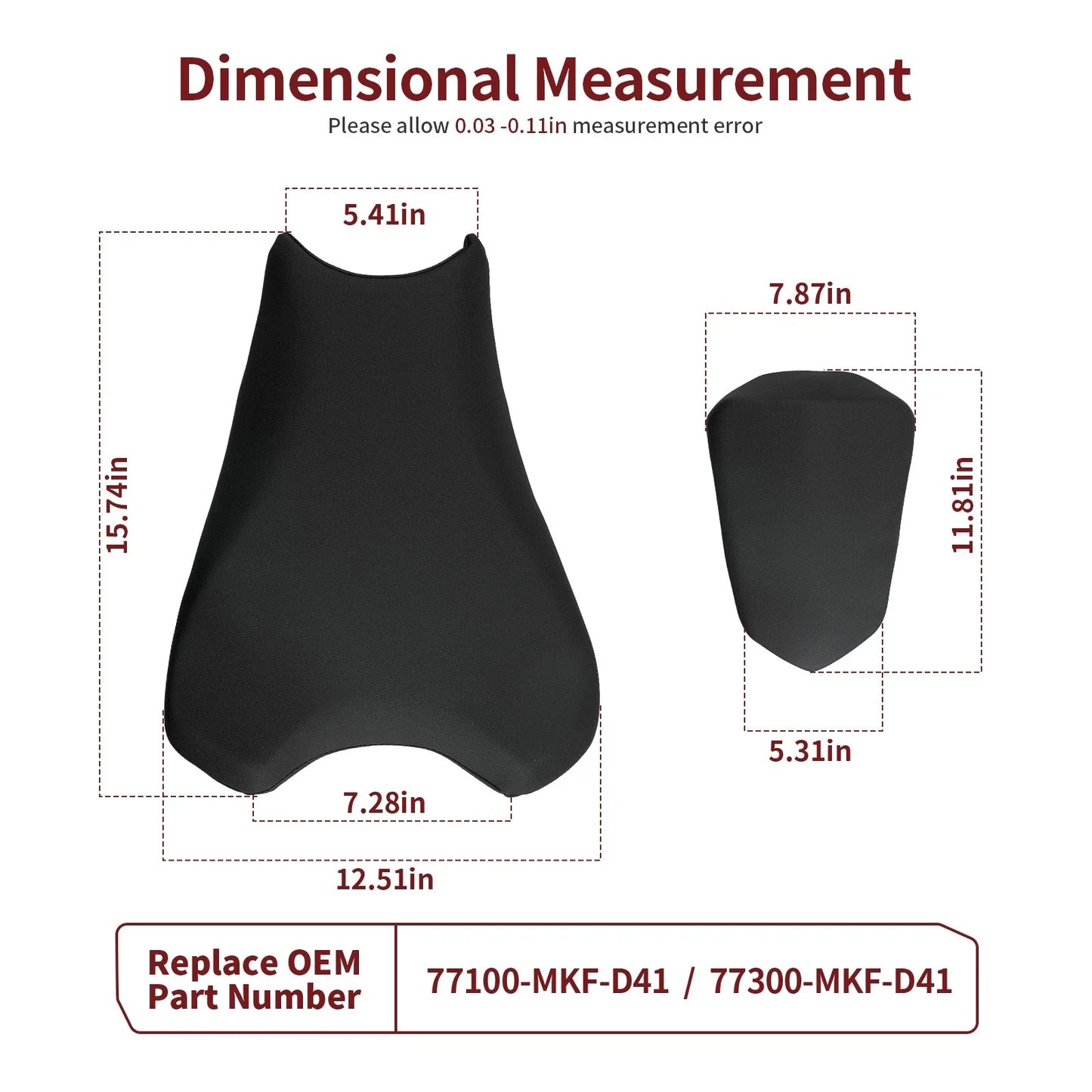 2 x Front Driver And Rear Passenger Seat for Honda CBR1000RR (2017–2024)