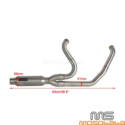2into1 Exhaust Muffler Pipe for Harley Touring Road Glide Road King (2017-2023)