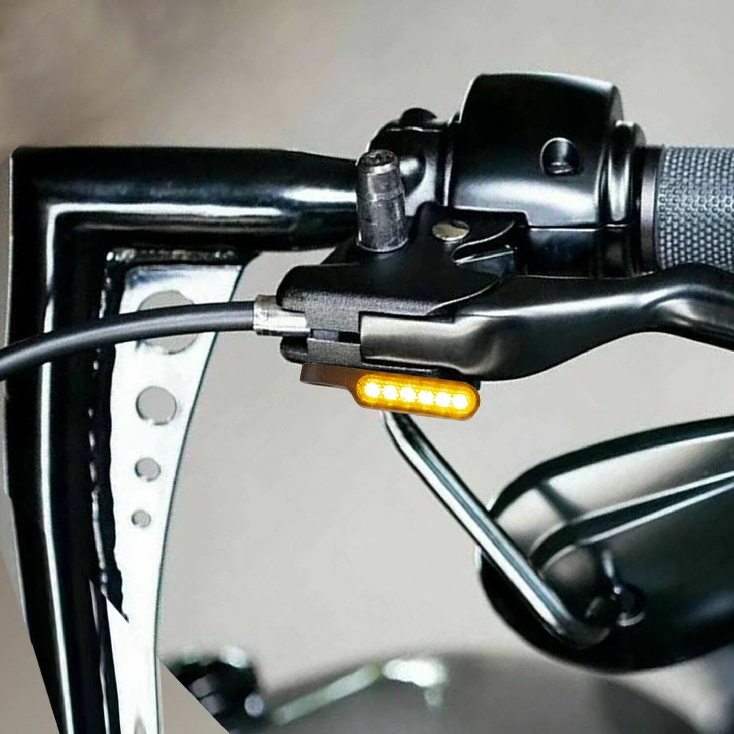 4 x LED Turn Signal Indicator Lights for Motorcycle Handlebar - Black