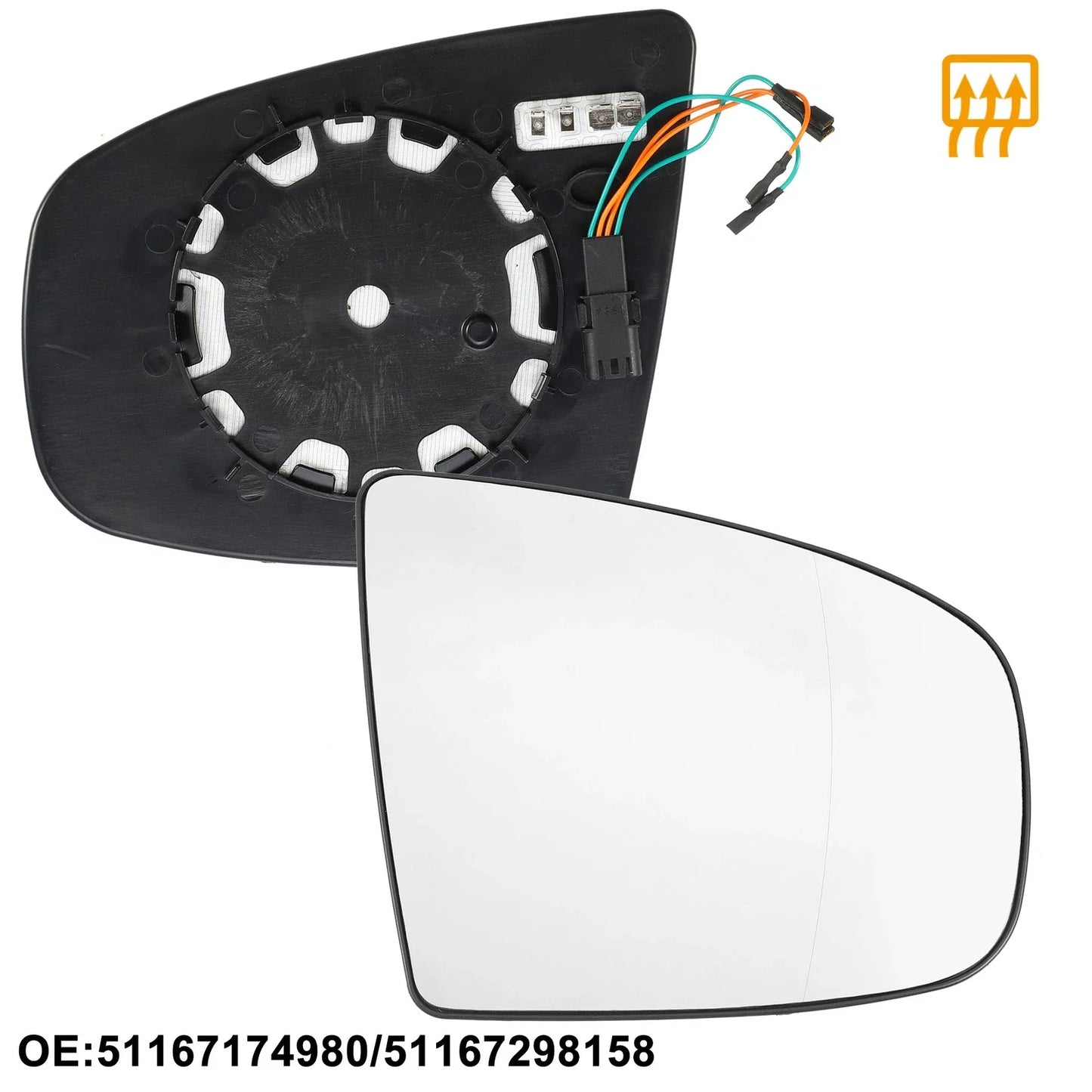 Right Side Heated Mirror Glass Replacement for BMW X5 X6